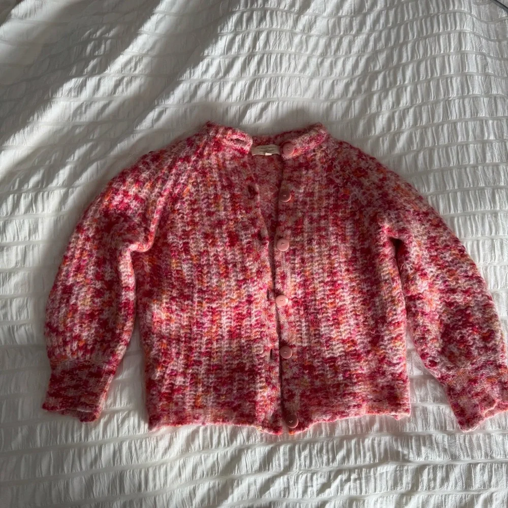 Sezane Emile cardigan multicolored pink orange alpaca wool blend sweater - Picture 3 of 14